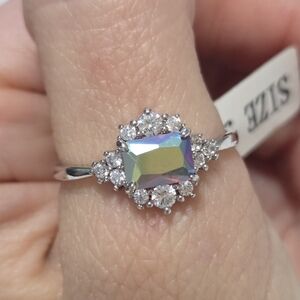 Charmed Aroma S925 Purple Pink Green Gemstone Ring Sz 9